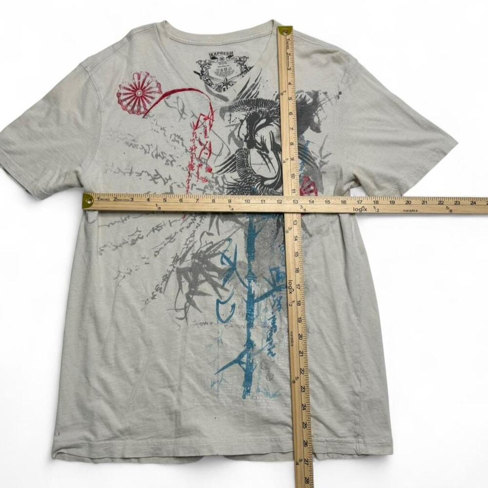Express Y2K Retro Grunge Graphic V Neck 100% Cotton 2000s T Shirt Shirt Size M - Picture 4 of 7